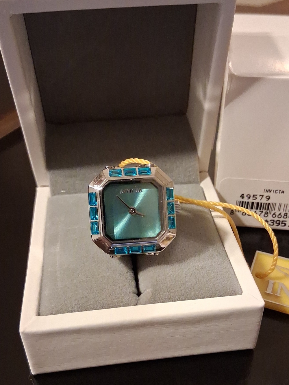 Invicta Angel Lady Ring Watch Model 49579 Blue Stainless Steel New With Box